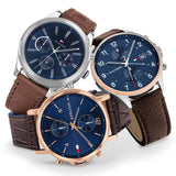 Buy Shop Tommy Hilfiger West Chronograph Blue Dial Brown Leather Strap Watch For Men - 1791712 USA Online
