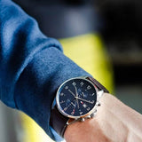 Buy Shop Tommy Hilfiger West Chronograph Blue Dial Brown Leather Strap Watch For Men - 1791712 USA Online