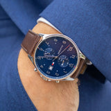 Buy Shop Tommy Hilfiger West Chronograph Blue Dial Brown Leather Strap Watch For Men - 1791712 USA Online