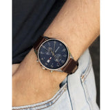 Buy Shop Tommy Hilfiger West Chronograph Blue Dial Brown Leather Strap Watch For Men - 1791712 USA Online