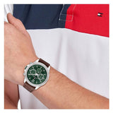 Buy Shop Tommy Hilfiger West Chronograph Blue Dial Brown Leather Strap Watch For Men - 1791712 USA Online