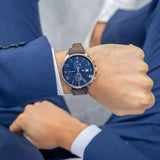 Buy Shop Tommy Hilfiger West Chronograph Blue Dial Brown Leather Strap Watch For Men - 1791712 USA Online