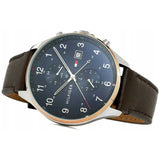 Buy Shop Tommy Hilfiger West Chronograph Blue Dial Brown Leather Strap Watch For Men - 1791712 USA Online
