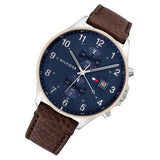 Buy Shop Tommy Hilfiger West Chronograph Blue Dial Brown Leather Strap Watch For Men - 1791712 USA Online
