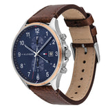 Buy Shop Tommy Hilfiger West Chronograph Blue Dial Brown Leather Strap Watch For Men - 1791712 USA Online