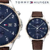 Buy Shop Tommy Hilfiger West Chronograph Blue Dial Brown Leather Strap Watch For Men - 1791712 USA Online