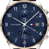 Buy Shop Tommy Hilfiger West Chronograph Blue Dial Brown Leather Strap Watch For Men - 1791712 USA Online