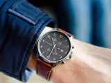 Buy Shop Tommy Hilfiger West Chronograph Grey Dial Brown Leather Strap Watch For Men - 1791710 USA Online
