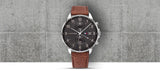 Buy Shop Tommy Hilfiger West Chronograph Grey Dial Brown Leather Strap Watch For Men - 1791710 USA Online