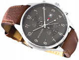 Buy Shop Tommy Hilfiger West Chronograph Grey Dial Brown Leather Strap Watch For Men - 1791710 USA Online
