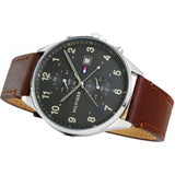 Buy Shop Tommy Hilfiger West Chronograph Grey Dial Brown Leather Strap Watch For Men - 1791710 USA Online