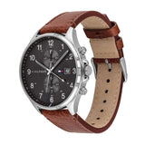 Buy Shop Tommy Hilfiger West Chronograph Grey Dial Brown Leather Strap Watch For Men - 1791710 USA Online