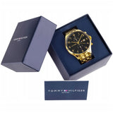 Buy Shop Tommy Hilfiger West Chronograph Quartz Black Dial Gold Steel Strap Watch For Men - 1791708 USA Online
