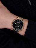 Buy Shop Tommy Hilfiger West Chronograph Quartz Black Dial Gold Steel Strap Watch For Men - 1791708 USA Online