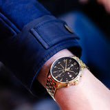 Buy Shop Tommy Hilfiger West Chronograph Quartz Black Dial Gold Steel Strap Watch For Men - 1791708 USA Online