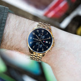Buy Shop Tommy Hilfiger West Chronograph Quartz Black Dial Gold Steel Strap Watch For Men - 1791708 USA Online