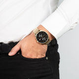 Buy Shop Tommy Hilfiger West Chronograph Quartz Black Dial Gold Steel Strap Watch For Men - 1791708 USA Online