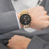 Buy Shop Tommy Hilfiger West Chronograph Quartz Black Dial Gold Steel Strap Watch For Men - 1791708 USA Online
