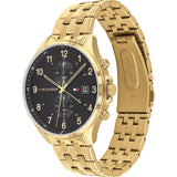 Buy Shop Tommy Hilfiger West Chronograph Quartz Black Dial Gold Steel Strap Watch For Men - 1791708 USA Online