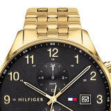 Buy Shop Tommy Hilfiger West Chronograph Quartz Black Dial Gold Steel Strap Watch For Men - 1791708 USA Online