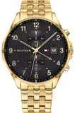 Buy Shop Tommy Hilfiger West Chronograph Quartz Black Dial Gold Steel Strap Watch For Men - 1791708 USA Online