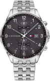 Buy Shop Tommy Hilfiger West Quartz Black Dial Silver Steel Strap Watch For Men - 1791707 USA Online
