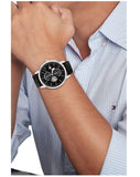 Buy Shop Tommy Hilfiger Weston Chronograph Black Dial Black Leather Strap Watch For Men - 1710502 USA Online