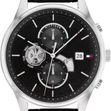 Buy Shop Tommy Hilfiger Weston Chronograph Black Dial Black Leather Strap Watch For Men - 1710502 USA Online