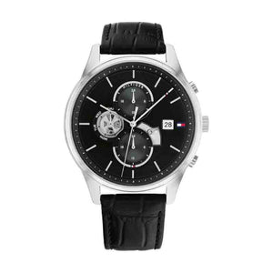 Buy Shop Tommy Hilfiger Weston Chronograph Black Dial Black Leather Strap Watch For Men - 1710502 USA Online