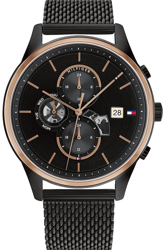 Buy Shop Tommy Hilfiger Weston Chronograph Black Dial Black Mesh Bracelet Watch For Men - 1710505 USA Online
