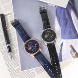 Buy Shop Tommy Hilfiger Weston Chronograph Blue Dial Blue Leather Strap Watch For Men - 1710503 USA Online