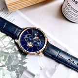 Buy Shop Tommy Hilfiger Weston Chronograph Blue Dial Blue Leather Strap Watch For Men - 1710503 USA Online