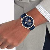 Buy Shop Tommy Hilfiger Weston Chronograph Blue Dial Blue Leather Strap Watch For Men - 1710503 USA Online
