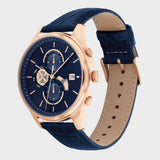 Buy Shop Tommy Hilfiger Weston Chronograph Blue Dial Blue Leather Strap Watch For Men - 1710503 USA Online