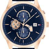 Buy Shop Tommy Hilfiger Weston Chronograph Blue Dial Blue Leather Strap Watch For Men - 1710503 USA Online