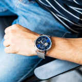 Buy Shop Tommy Hilfiger Weston Chronograph Blue Dial Silver Mesh Bracelet Watch For Men - 1710504 USA Online