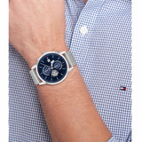 Buy Shop Tommy Hilfiger Weston Chronograph Blue Dial Silver Mesh Bracelet Watch For Men - 1710504 USA Online