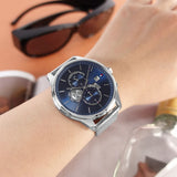 Buy Shop Tommy Hilfiger Weston Chronograph Blue Dial Silver Mesh Bracelet Watch For Men - 1710504 USA Online