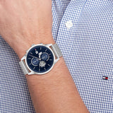 Buy Shop Tommy Hilfiger Weston Chronograph Blue Dial Silver Mesh Bracelet Watch For Men - 1710504 USA Online