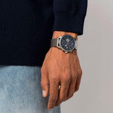 Buy Shop Tommy Hilfiger Weston Chronograph Blue Dial Silver Mesh Bracelet Watch For Men - 1710504 USA Online