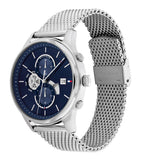 Buy Shop Tommy Hilfiger Weston Chronograph Blue Dial Silver Mesh Bracelet Watch For Men - 1710504 USA Online