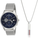 Buy Shop Tommy Hilfiger Weston Chronograph Blue Dial Silver Mesh Bracelet Watch For Men - 1710504 USA Online