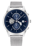 Buy Shop Tommy Hilfiger Weston Chronograph Blue Dial Silver Mesh Bracelet Watch For Men - 1710504 USA Online