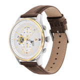 Buy Shop Tommy Hilfiger Weston Chronograph Silver Dial Brown Leather Strap Watch For Men - 1710501 USA Online