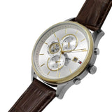 Buy Shop Tommy Hilfiger Weston Chronograph Silver Dial Brown Leather Strap Watch For Men - 1710501 USA Online