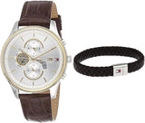 Buy Shop Tommy Hilfiger Weston Chronograph Silver Dial Brown Leather Strap Watch For Men - 1710501 USA Online
