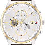 Buy Shop Tommy Hilfiger Weston Chronograph Silver Dial Brown Leather Strap Watch For Men - 1710501 USA Online