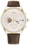 Buy Shop Tommy Hilfiger Weston Chronograph Silver Dial Brown Leather Strap Watch For Men - 1710501 USA Online