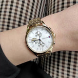 Buy Shop Tommy Hilfiger Whitney Chronograph Quartz Mother of Pearl White Dial Gold Steel Strap Watch For Women - 1782121 USA Online