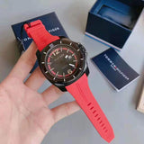 Buy Shop Tommy Hilfiger Windsurf Black Dial Red Rubber Strap Watch for Men - 1791112 USA Online